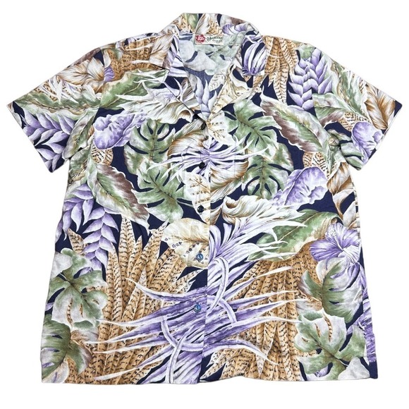 Hilo Hattie The Hawaiian Original Vintage Womens Floral Button Front Shirt SZ L - Picture 1 of 7